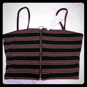 Urban Outfitters Striped Zipped Crop Top